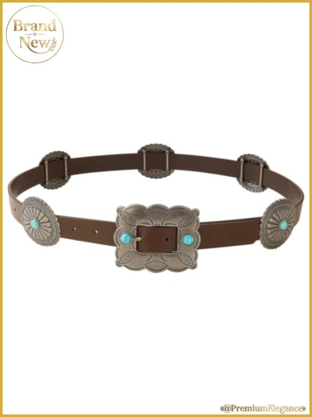 Western Turquoise Concho Belt Faux Leather Cowgirl Country Belt